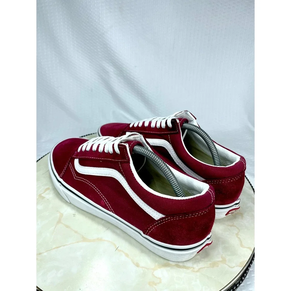 Vans Suede Canvas Skate Shoes Mens 10 Burgundy Low Top Streetwear Retro Sneakers
