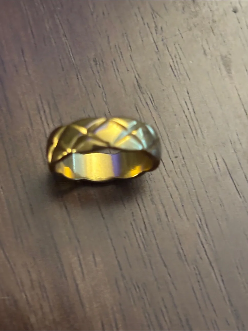 Gold plated Quilted Pattern Women’s Ring - Gold Color , size 9