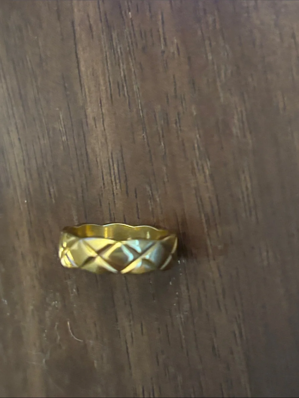 Gold plated Quilted Pattern Women’s Ring - Gold Color , size 9