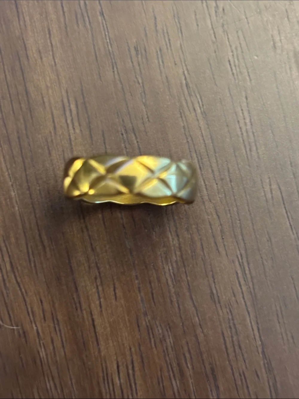 Gold plated Quilted Pattern Women’s Ring - Gold Color , size 9