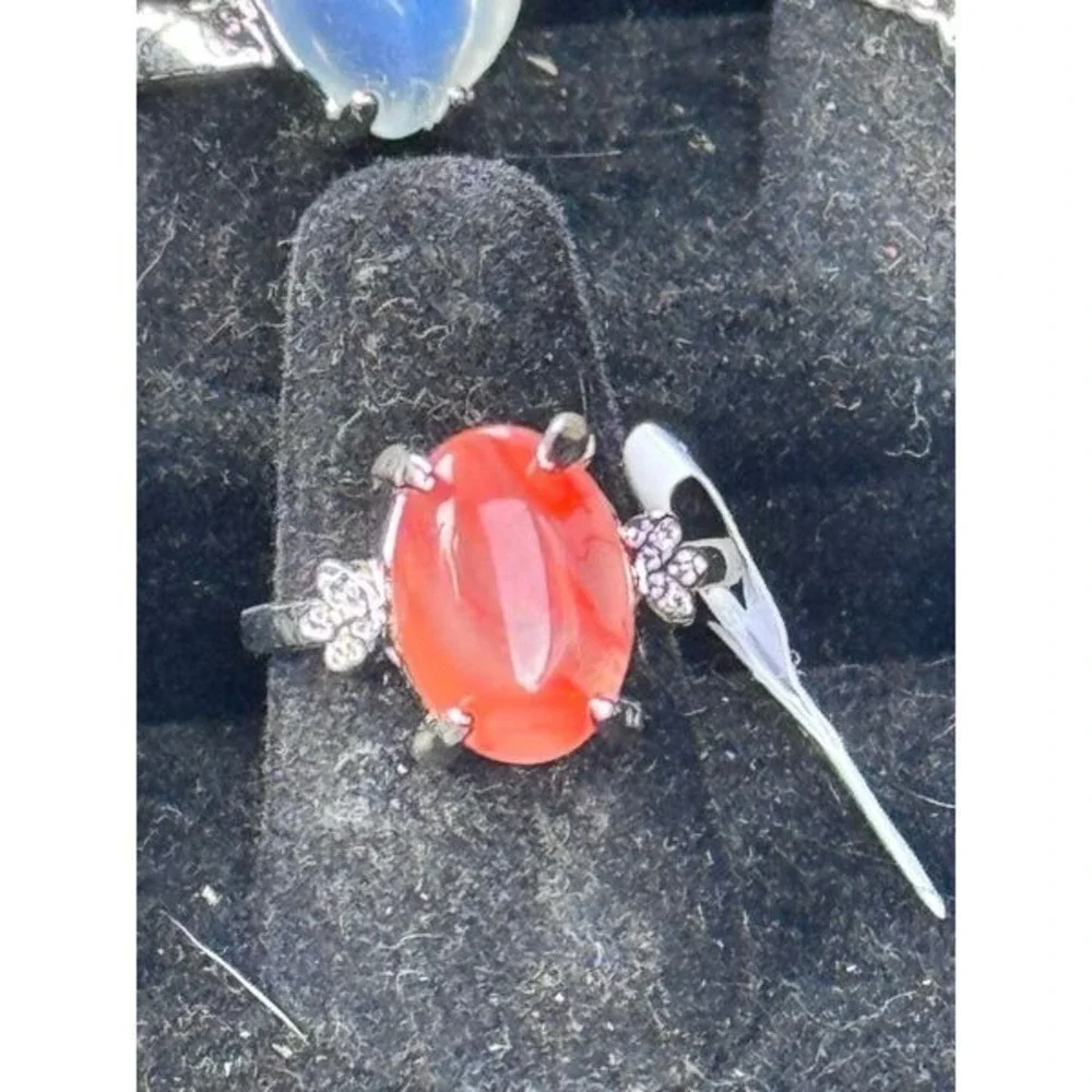 Elegant‎ orange agate metal alloy Ring