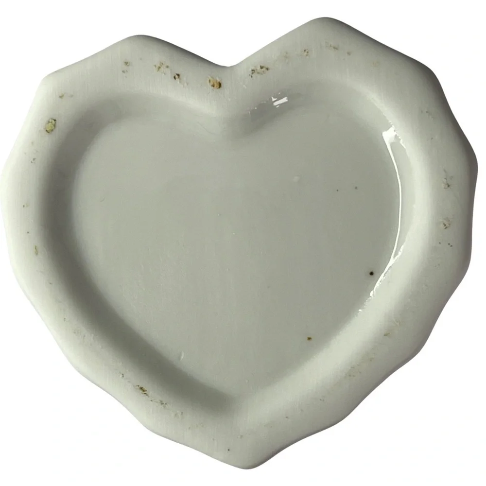 70's Lego Japan 6” Heart Shape 3D Butterfly Pink Floral White Porcelain Bud Vase