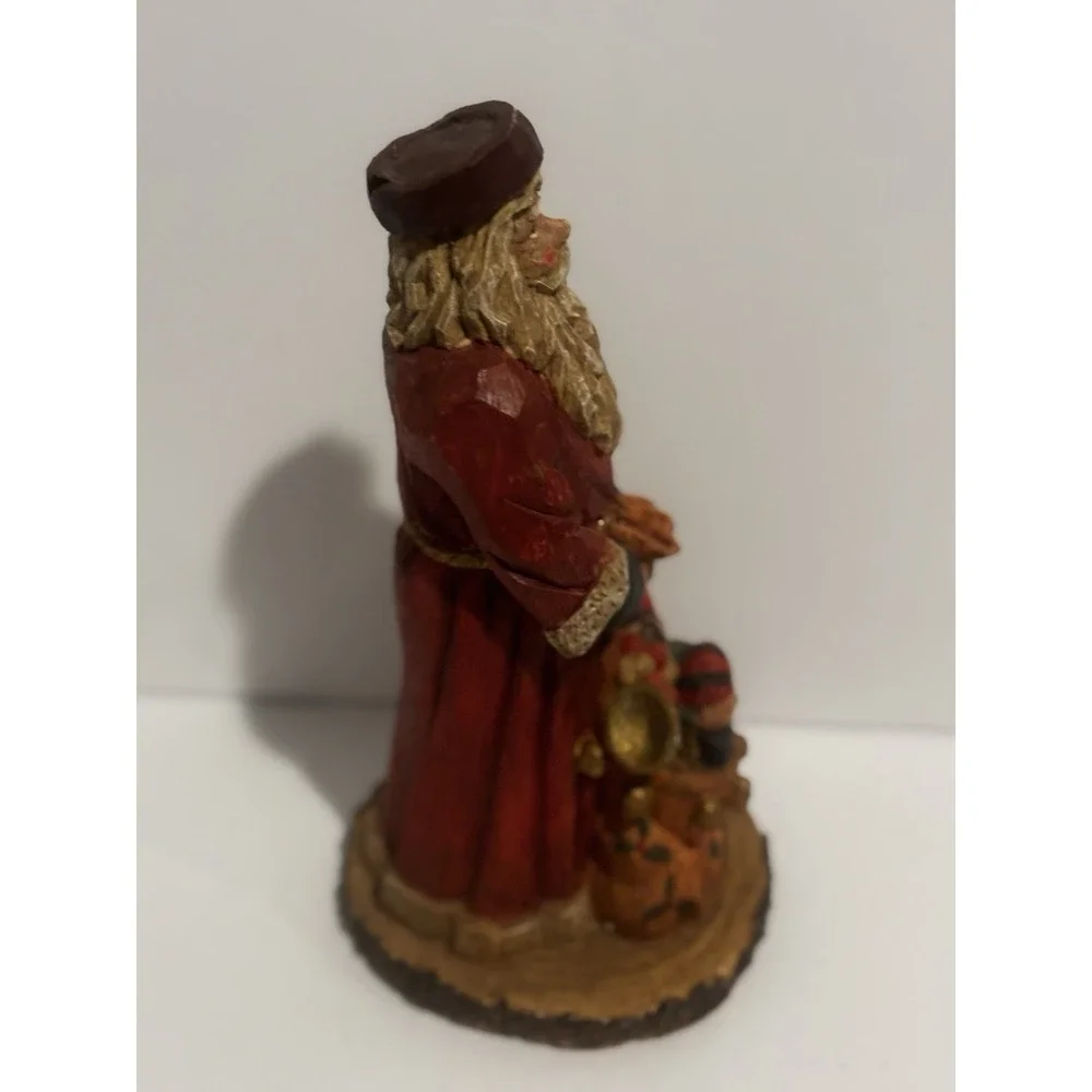 Vintage Christmas Faux Wood‎ Carved Old World Woodland Santa Claus Figurine