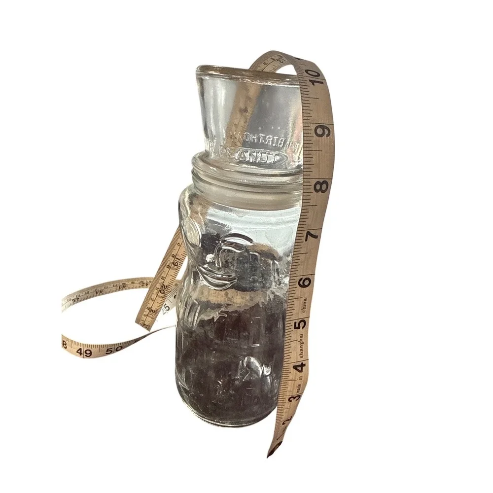 Vintage Mr Peanut Planters 75th Birthday Anniversary‎ Clear Glass Jar 1991