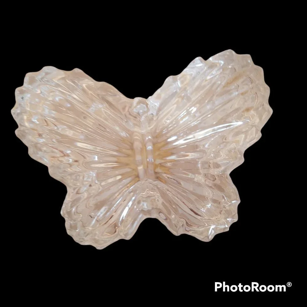 Zajecar 24% lead crystal butterfly trinket jewelry box,‎ made in Yugoslavia