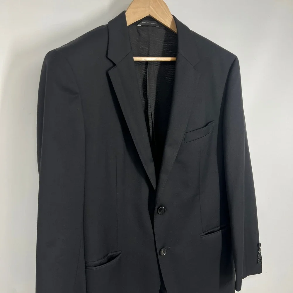 Hugo‎ Boss Mens The James3 Sharp5WE Black Blazer Sport Coat 42R Solid Two Button