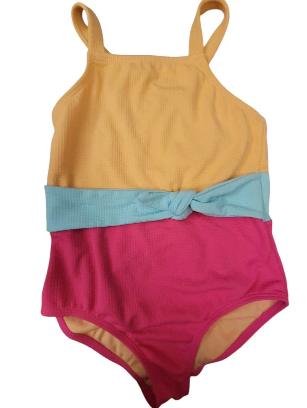 Wonder Nation Swimsuit One Piece‎  Colorblock With Bow Girls Size M