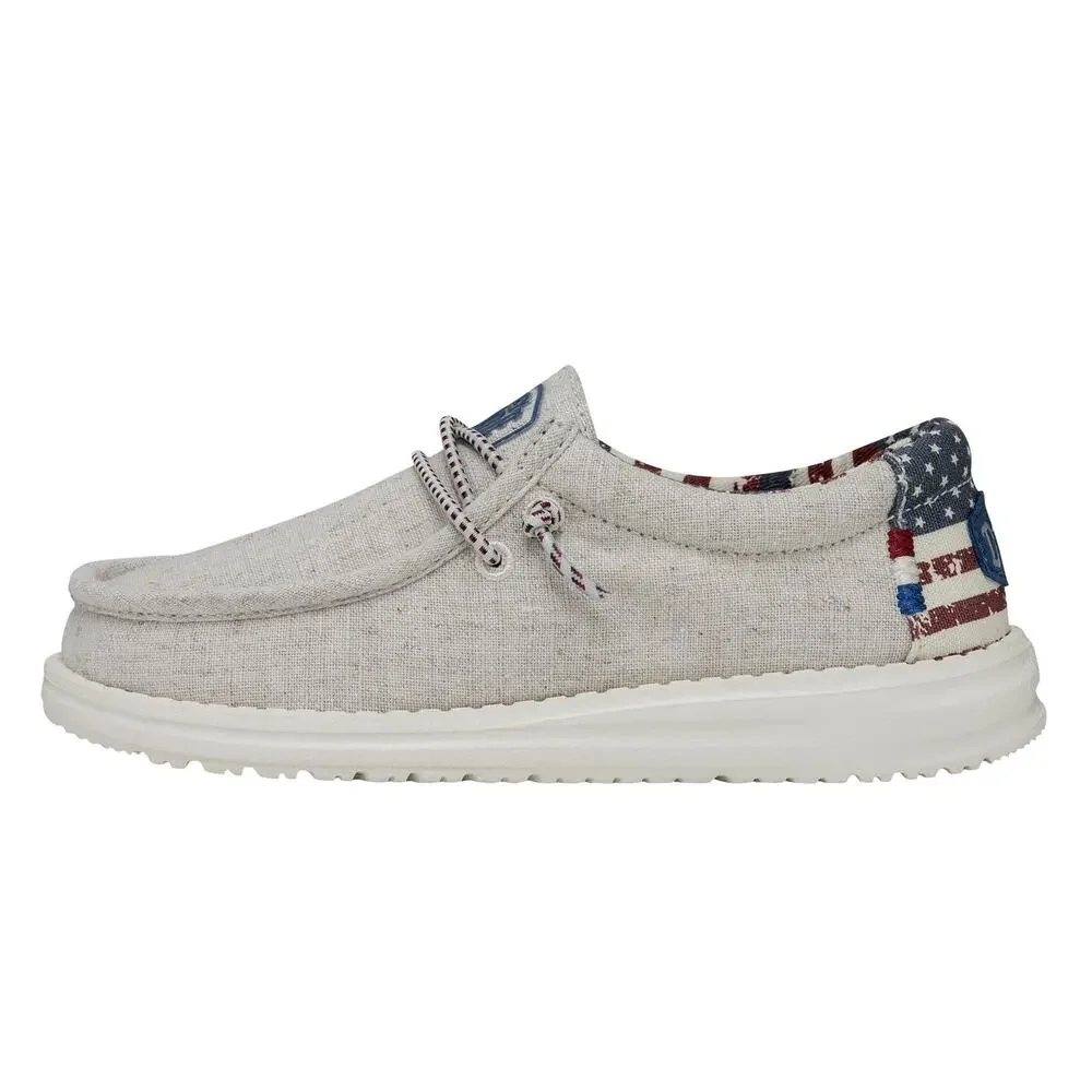 HEYDUDE BOY'S TODDLER WALLY PATRIOTIC SLIP ON SHOE, OFF WHITE PATRIOTIC SIZE 6