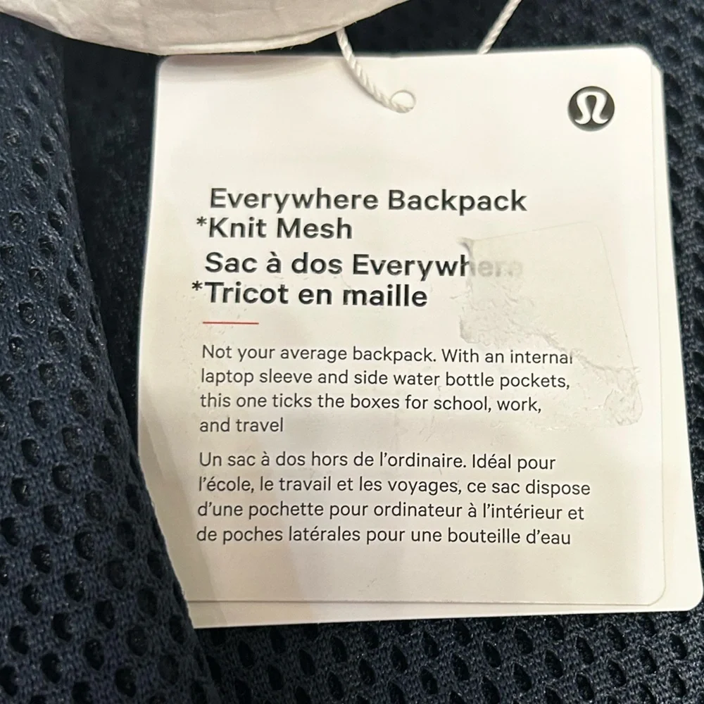 Lululemon Everywhere Backpack Knit Mesh-22L-True‎ Navy