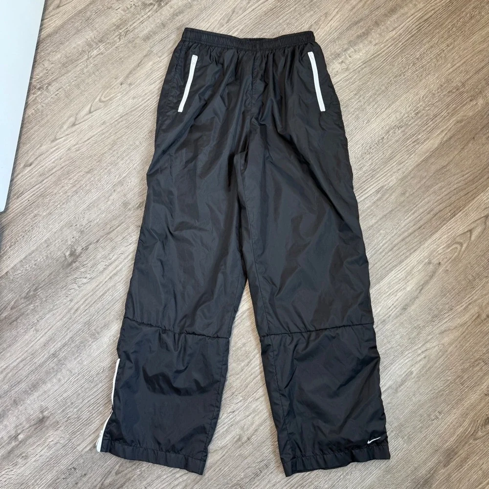 Nike Vintage Track Pants‎ Black Nylon Windbreaker Mesh Lined Boys Large 12-14