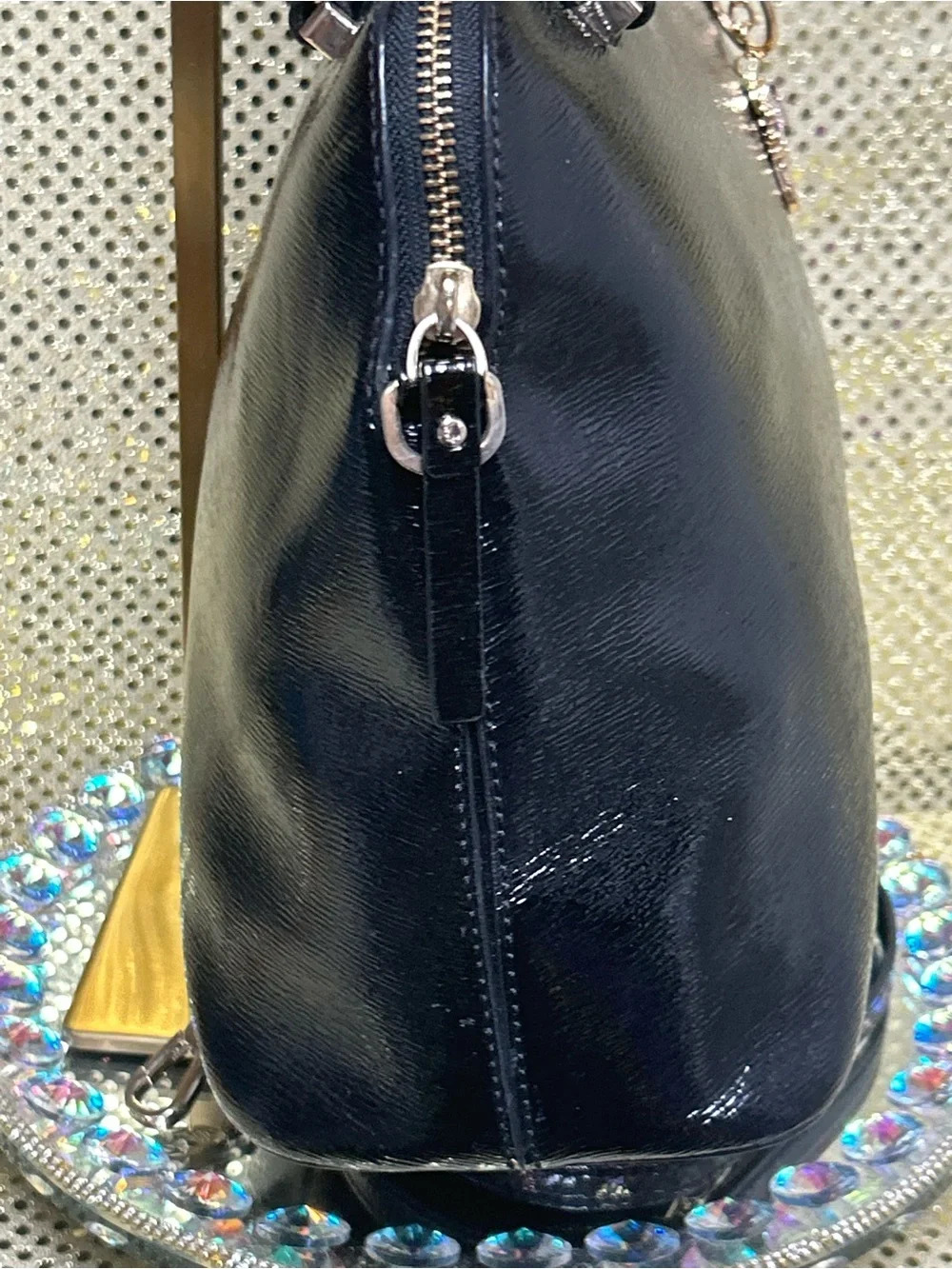kate spade NY Bixby Place Carli Black Patent Leather Satchel Approx. 11 x 9 x 5