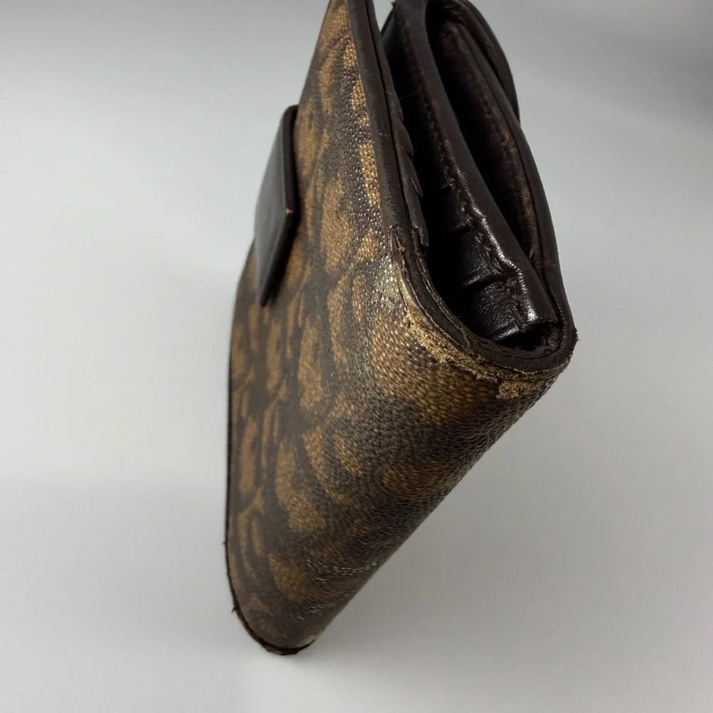 Authentic Christian Dior Romantique Trotter Ribbon Small Wallet Brown