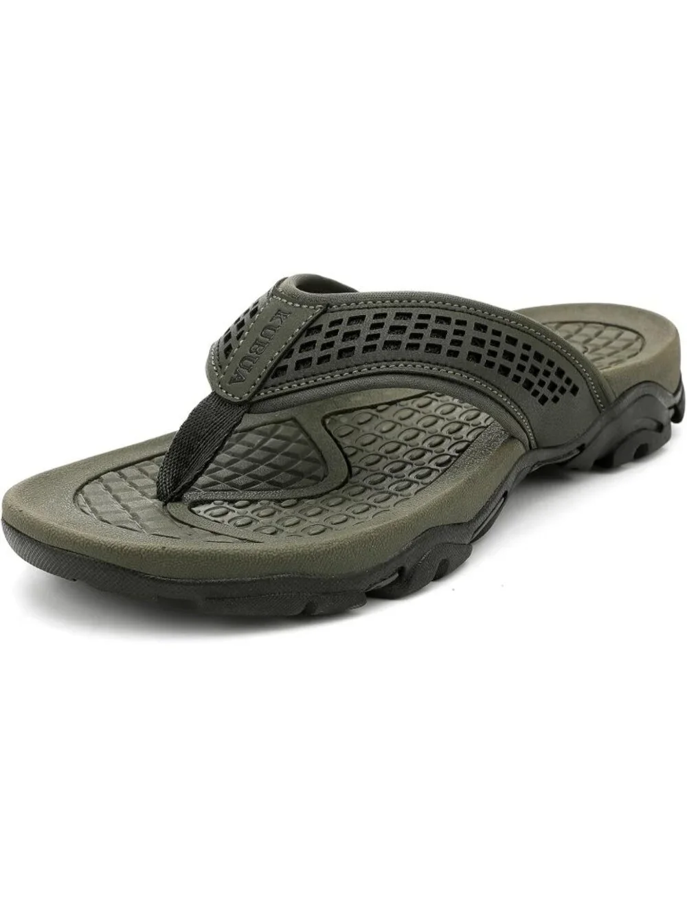 Men's Grey Green Beach Flip-Flops Water Outdoor Athletic Thong Sandal Slipper