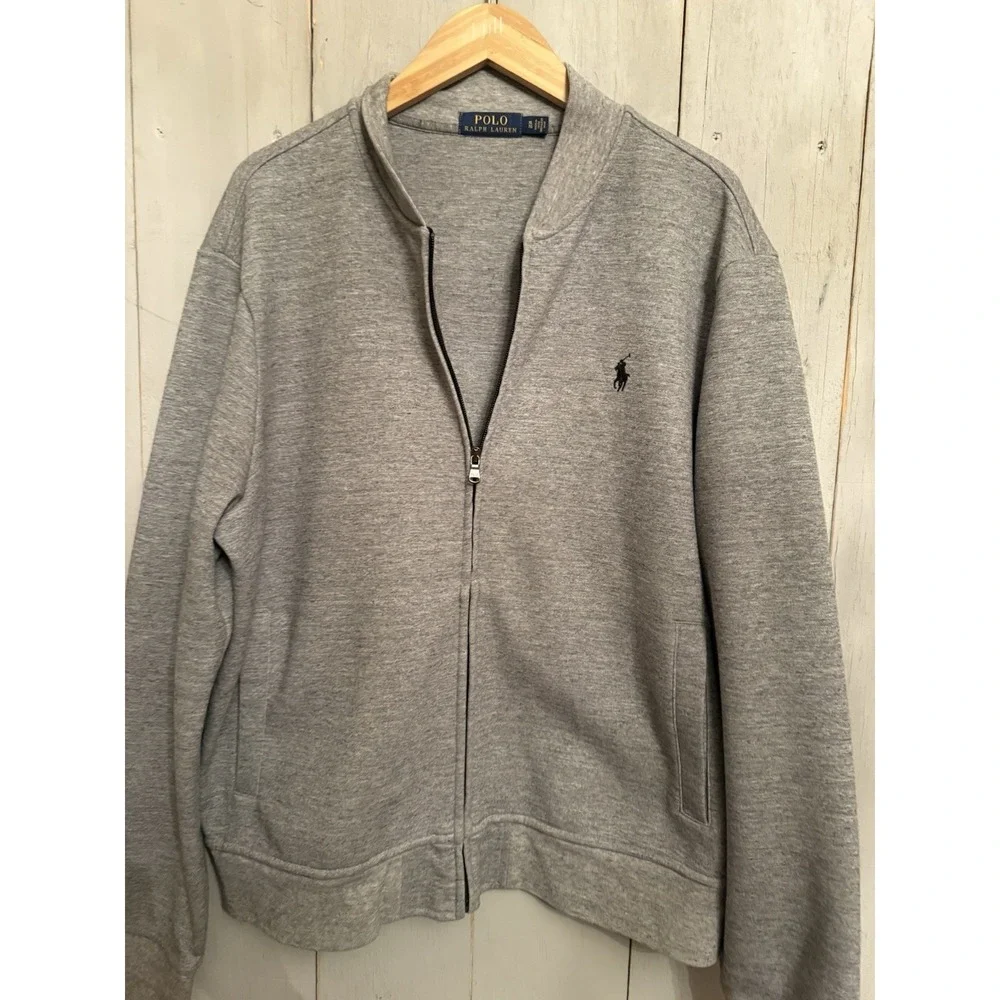 Polo‎ Ralph Lauren Marled Gray Zip Up Bomber Sweatshirt Sz XLarge EXCELLENT