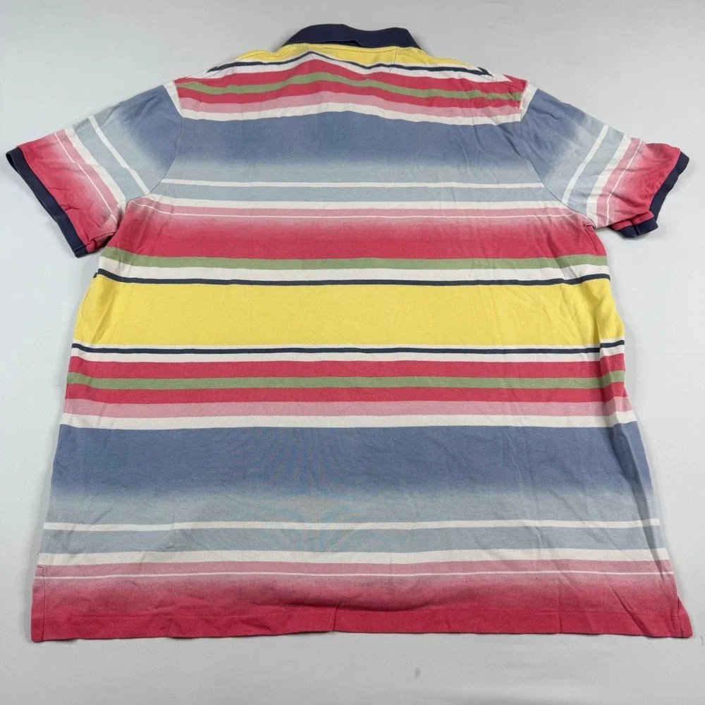Polo Ralph Lauren Polo Shirt Mens XXL Color Block Ombre Stripe Classic Fit Pique