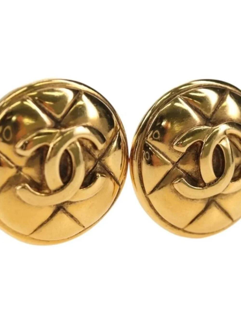 CHANEL Earring metal Gold Tone CC Auth 184597V