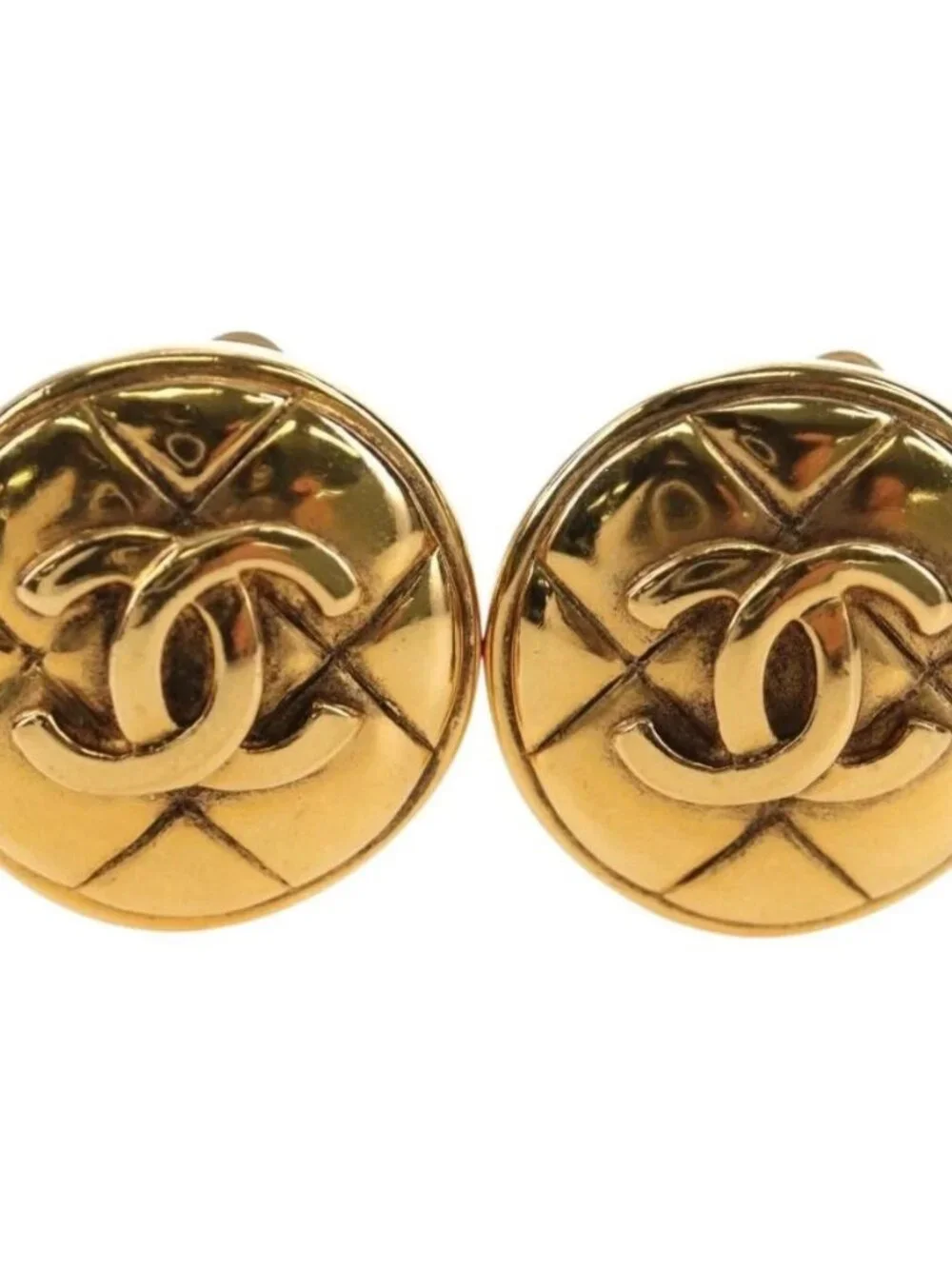 CHANEL Earring metal Gold Tone CC Auth 184597V