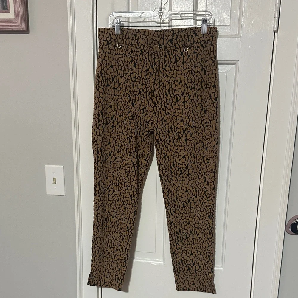 Michael Michael  Kors Black and Tan Animal Print Pants size large