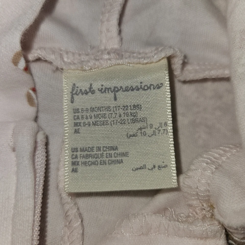 First Impressions Baby Girl Christmas Zip-Up Long Sleeve Hood Play Pink 6-9 Mont