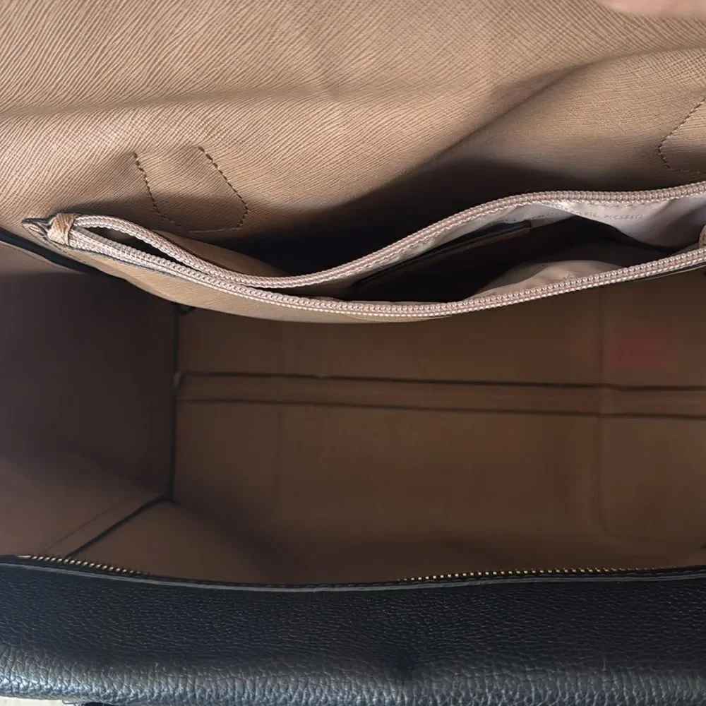 Michael Kors Mercer Large Satchel Black Leather Handbag Top Zip Closure Bag GUC