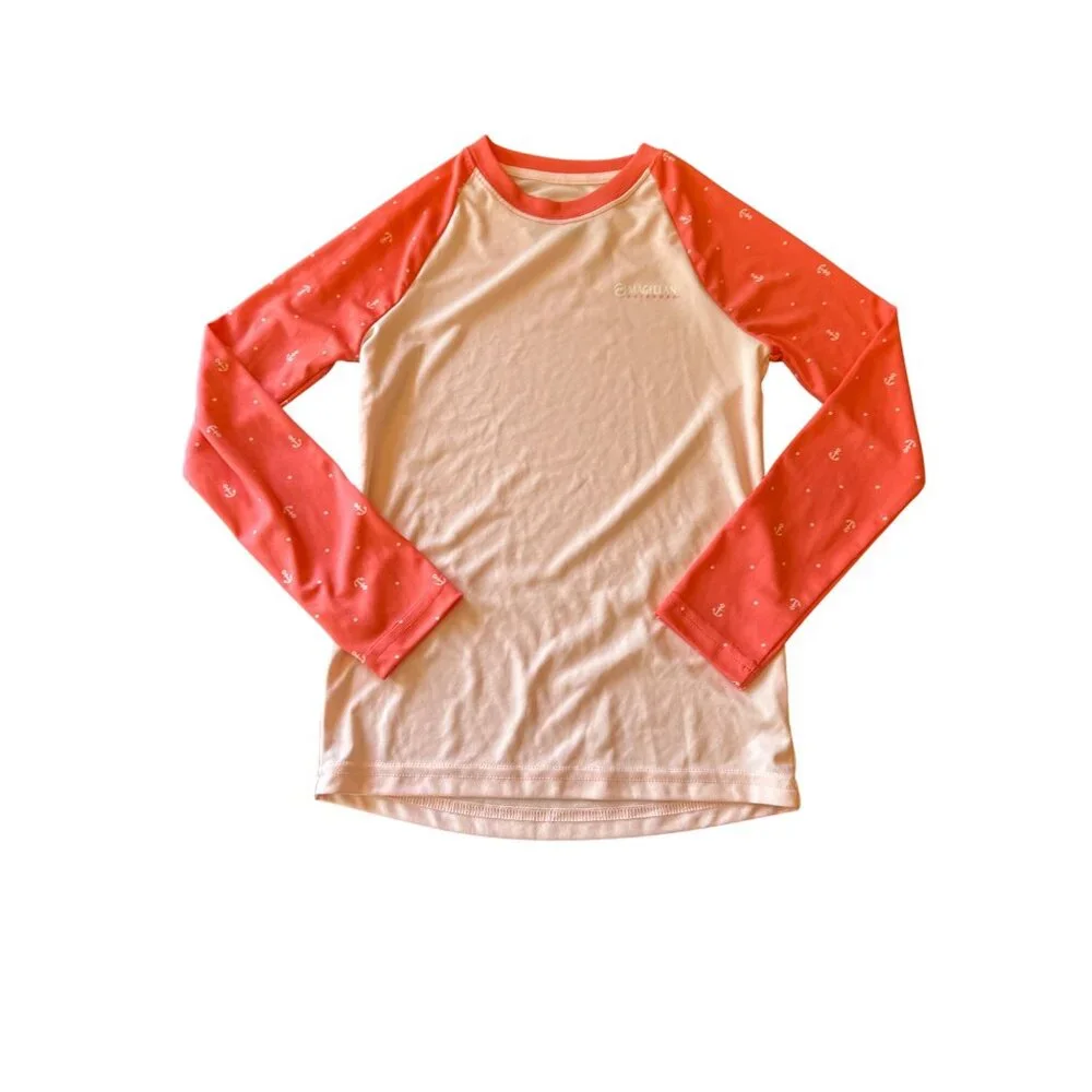 Magellan Outdoors XS Pink &‎ Coral Long Sleeve Swim Shirt Rash Guard
