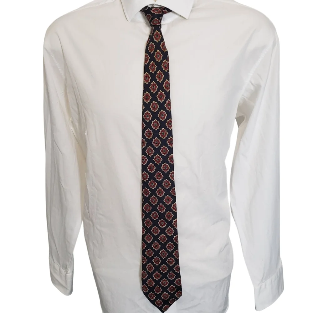 Burberrys Tie Men's 100%‎ Silk Blue/Multi-Color Geometric Print Vintage