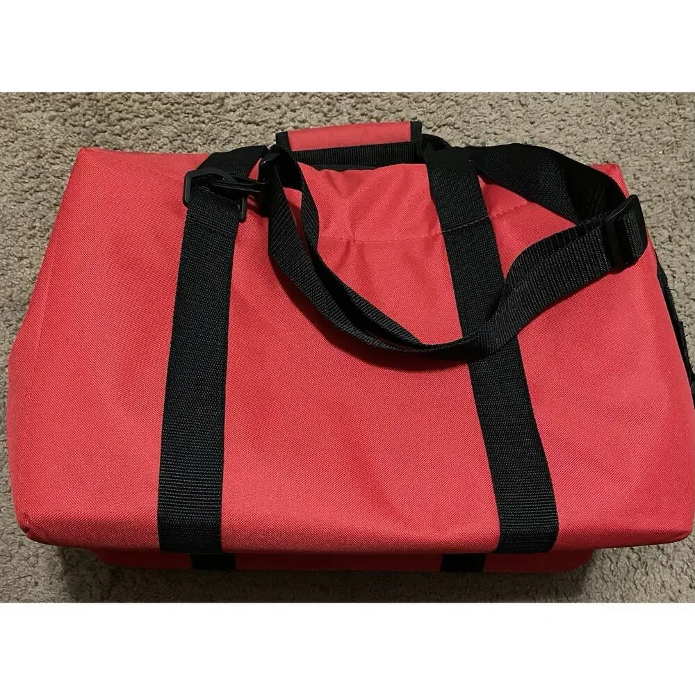 Buc-ees Travel Soft Cooler Travel Bag 24 CANS Bucees Embroidered Red Canvas New