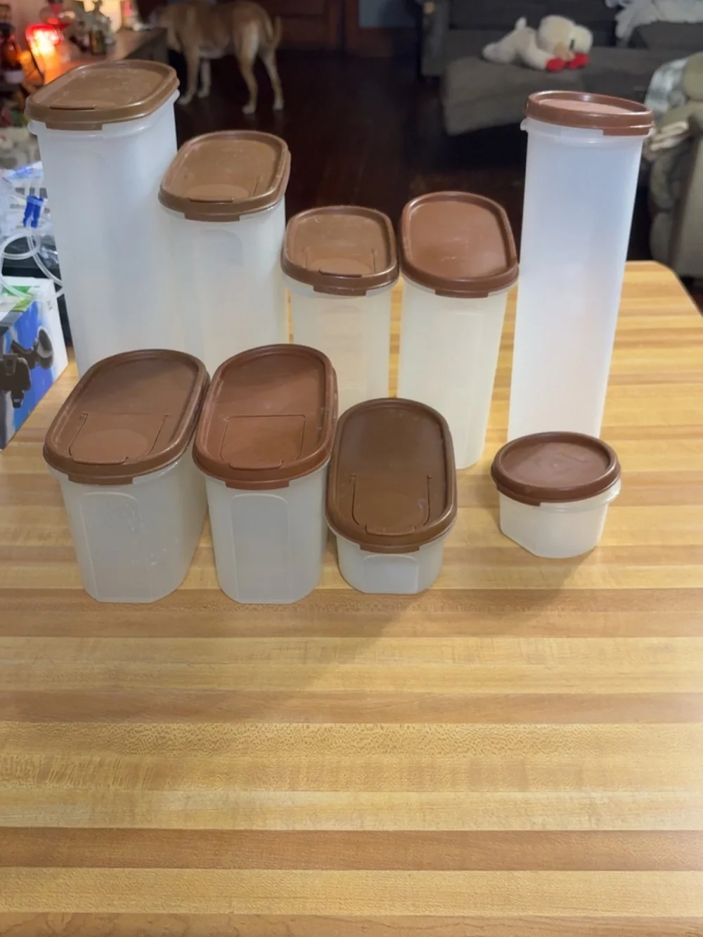 Brown Vintage Tupperware storage container set