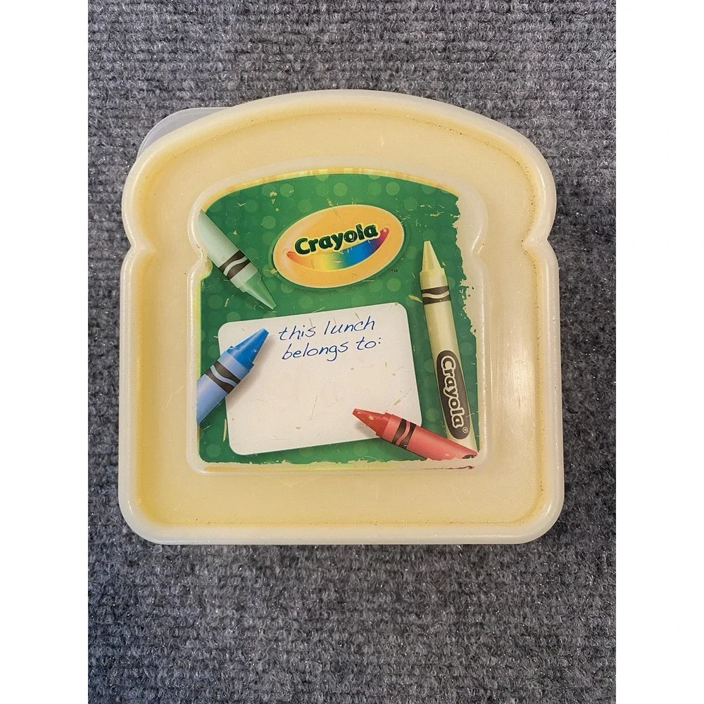 Crayola Snack Packer Sandwich Keeper Lunch Plastic‎ Container with Lid 2005 5X5