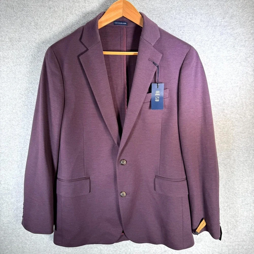 Stafford Blazer Mens 40 Plum Stretch‎ Comfort Classic Fit Notch Lapel Formal