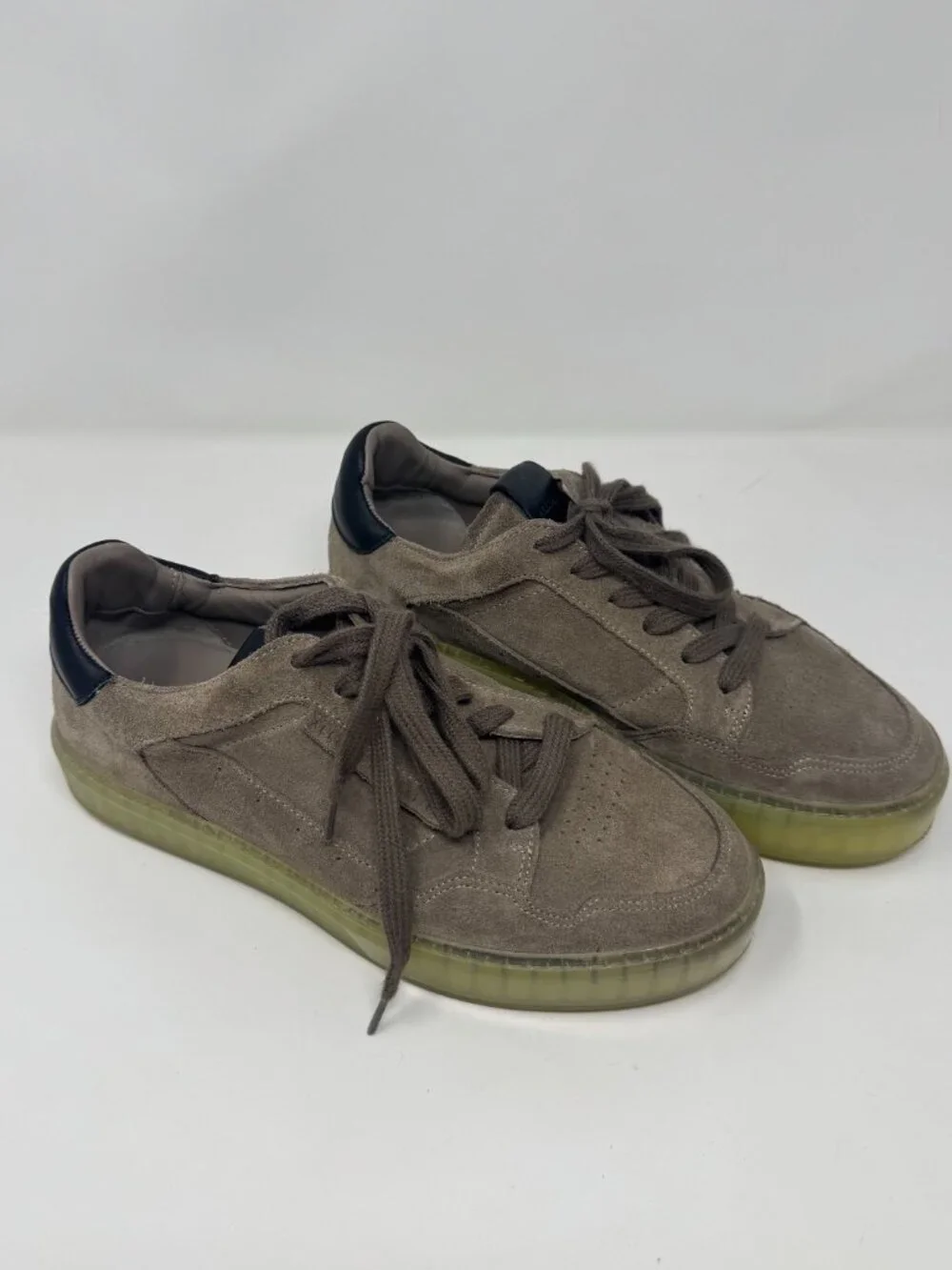 AllSaints Made in Portugal Suede Sneakers EU 40 Gray Taupe Gum Sole Casual Shoes