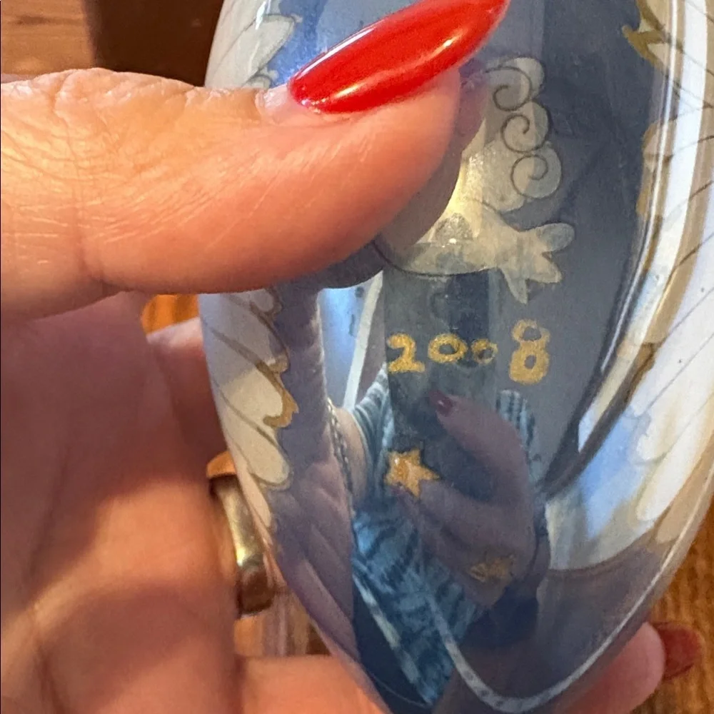 Li Bien hand painted mouth blown Angel Ornament 5” unique keepsake Chinese ART