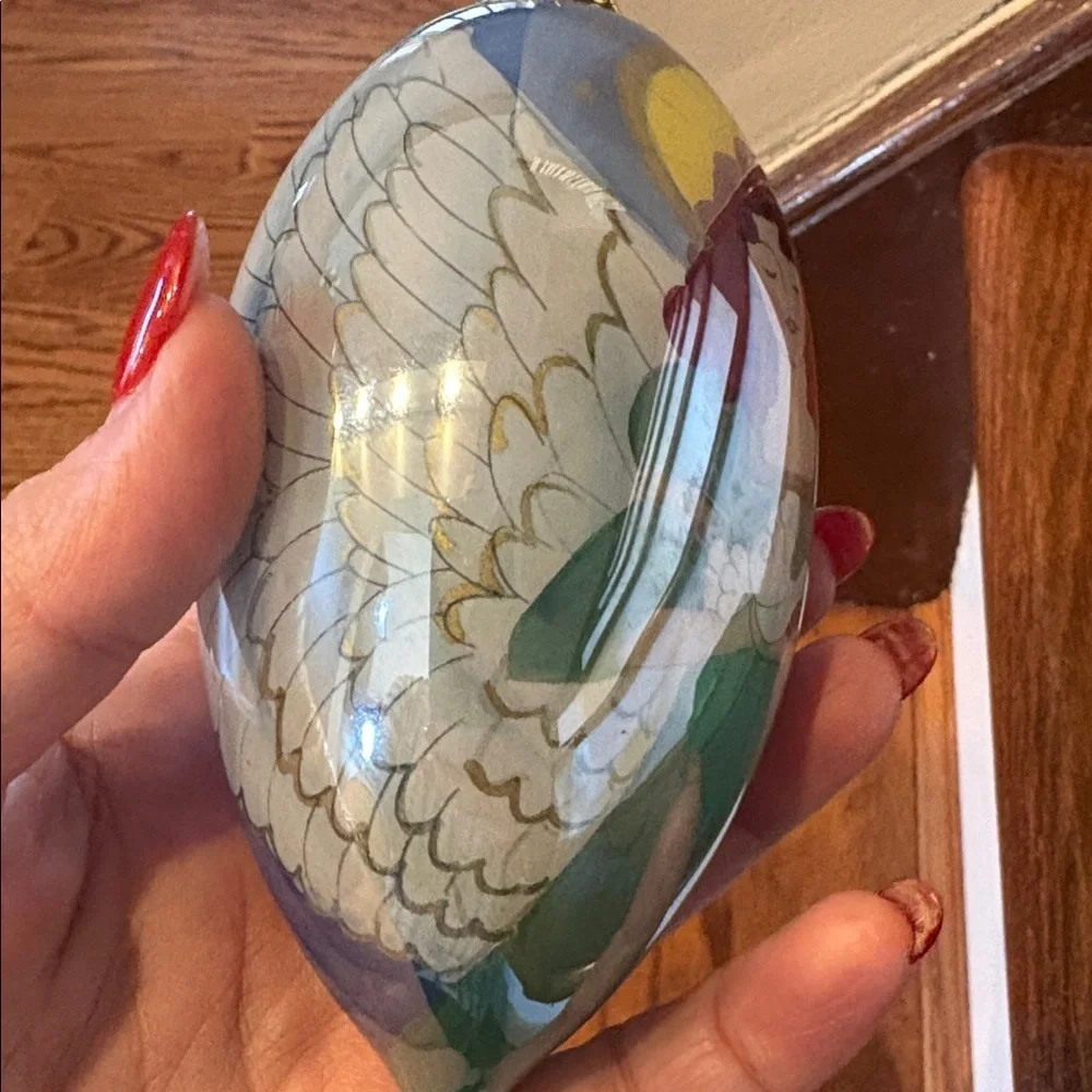 Li Bien hand painted mouth blown Angel Ornament 5” unique keepsake Chinese ART