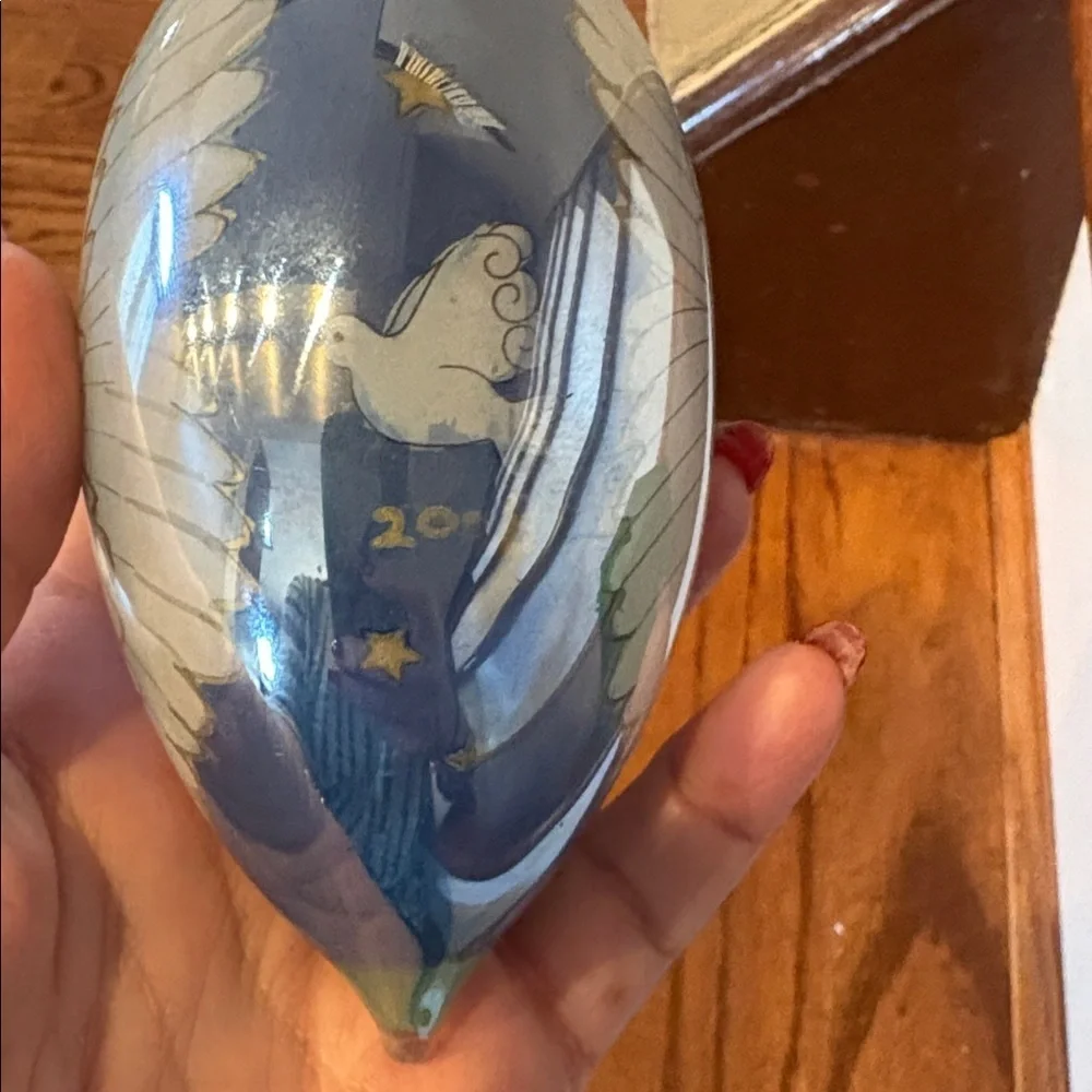 Li Bien hand painted mouth blown Angel Ornament 5” unique keepsake Chinese ART