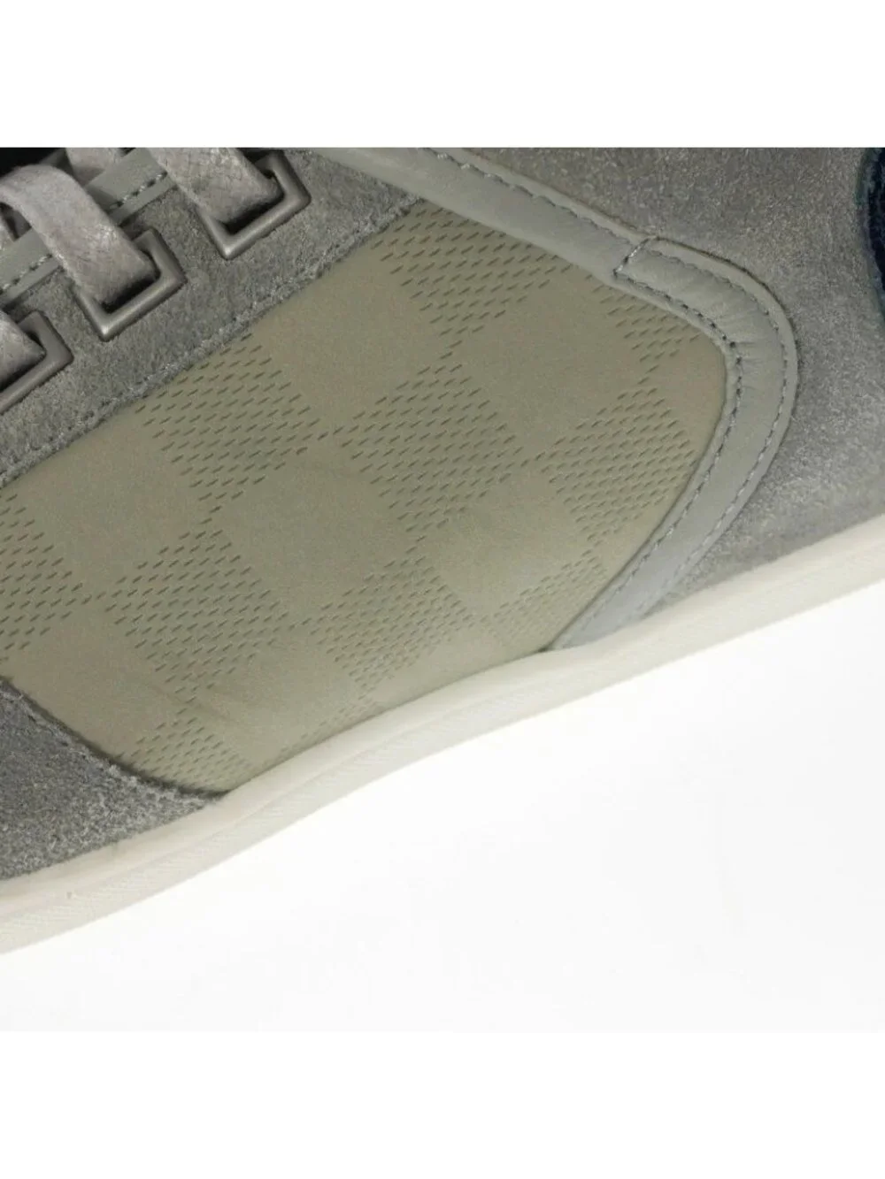 Louis Vuitton Suede Damier High Cut Sneakers 6 Gray