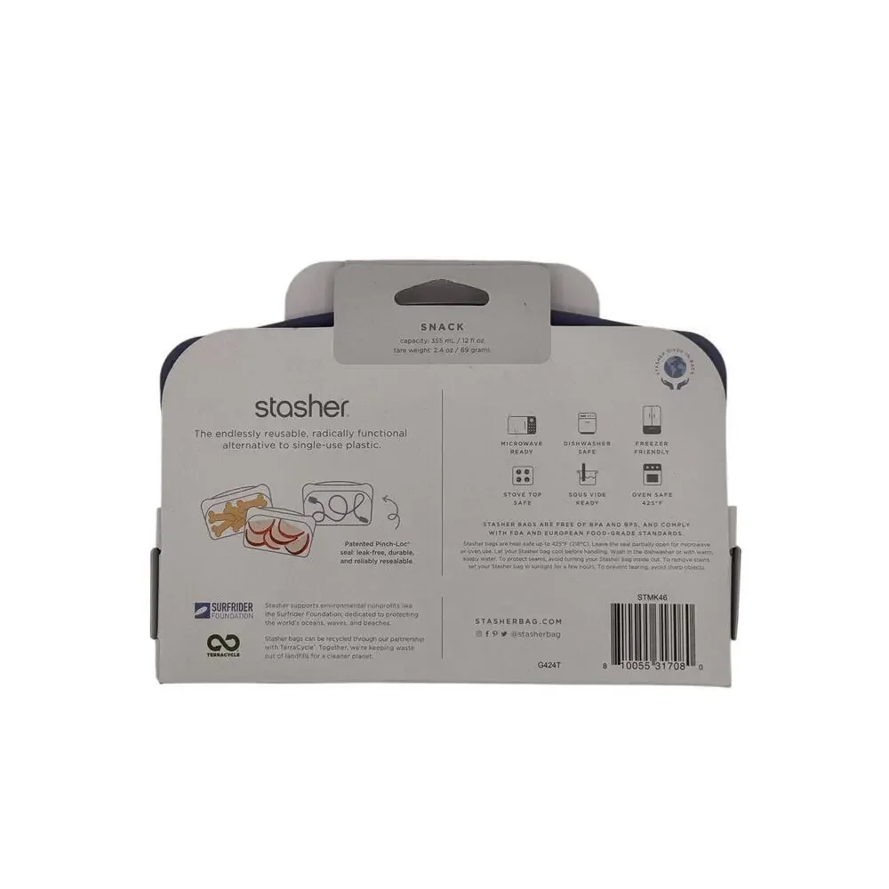 Stasher, Reusable Silicone Snack Bag, Deep Ocean