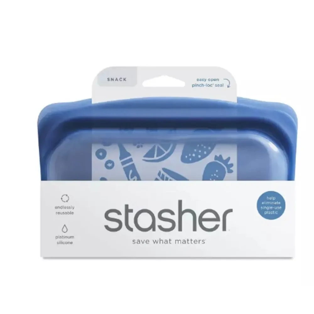 Stasher, Reusable Silicone Snack Bag, Deep Ocean