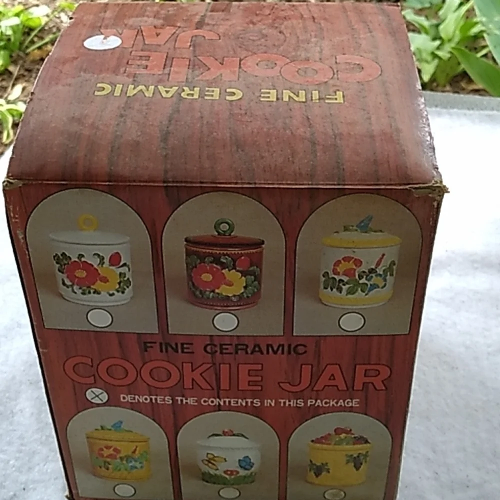 Vintage 1960s made in Japan hand painted cookie jar in original box