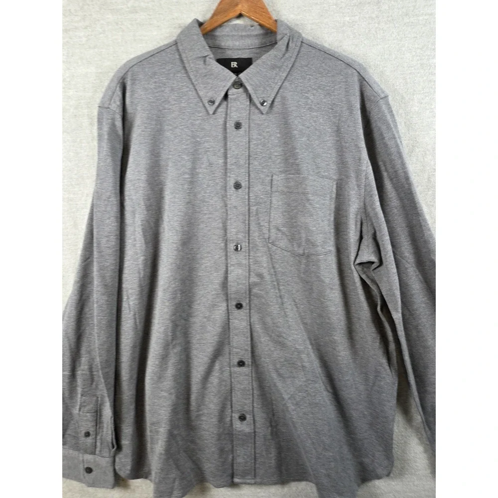 Banana Republic Mens XL Long Sleeve Knit Collared‎ Shirt Gray Preppy Y2K Career