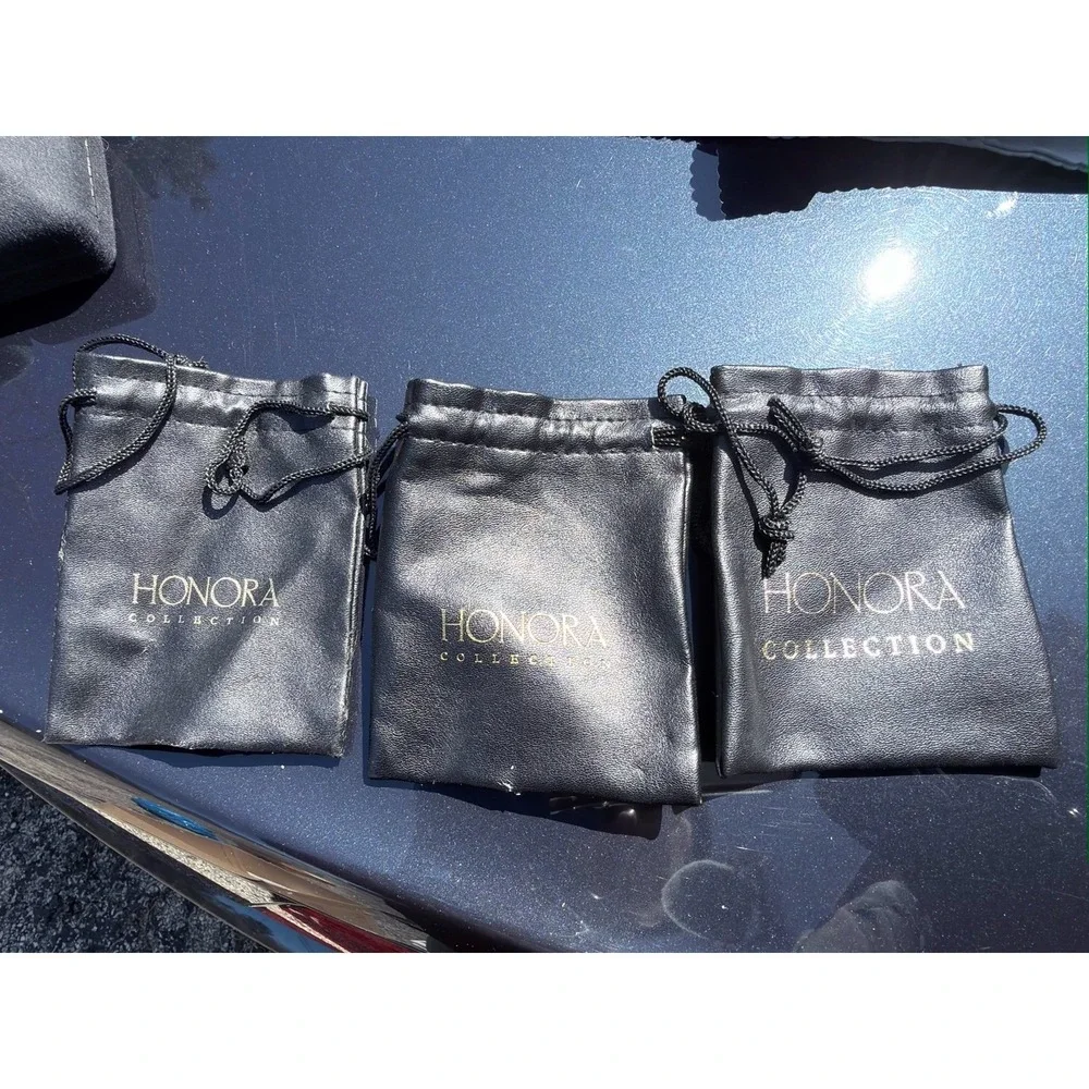 Lot 3 Honora Collection Jewelry Pouches‎ Black Drawstring Storage Bags