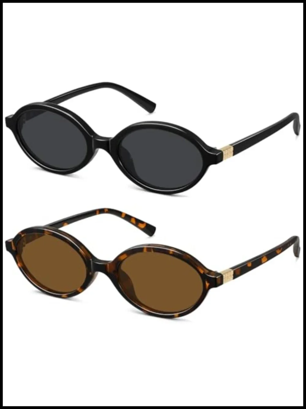 Retro Oval Acetate Sunglasses UV400 Protection Sun Glasses