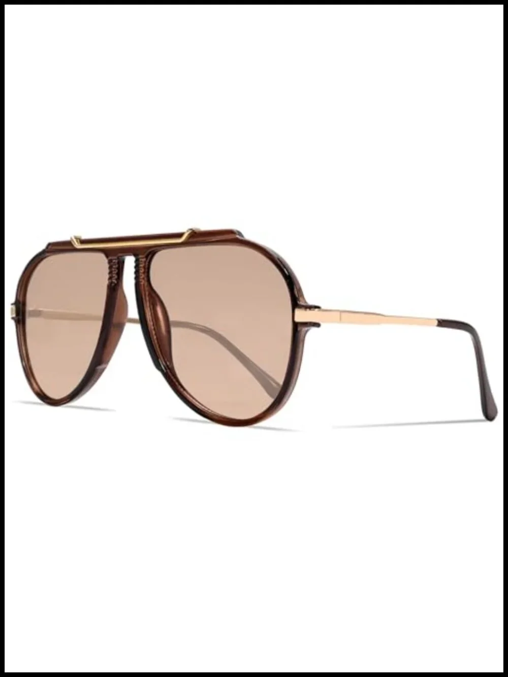 Oversized Aviator Sunglasses Gold Metal Retro 70s Tangle-Free UV400