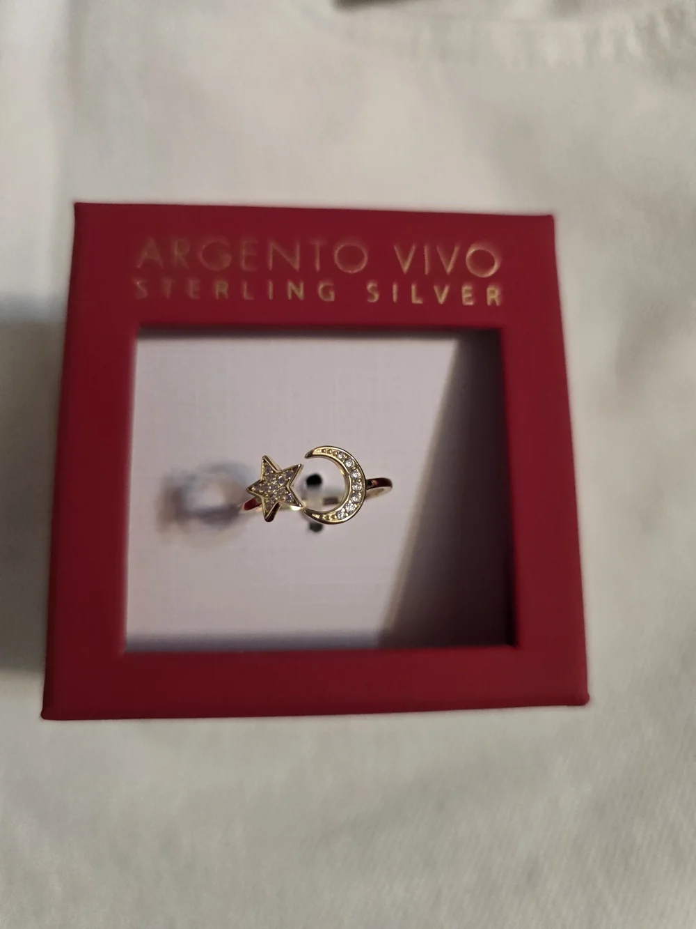 Argento Vivo Gold Star and Moon Sterling Silver Ring - Gold