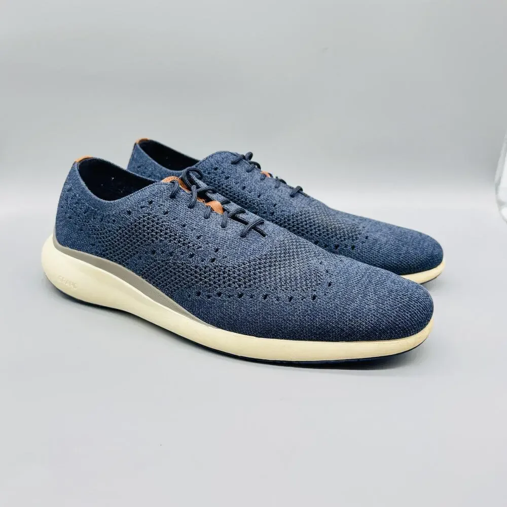 Cole Haan Shoes Mens 11.5 Blue Knit Grand Lace Up Casual Lightweight Sneakers