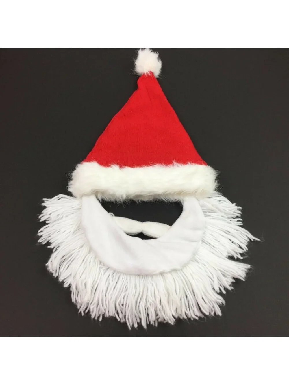 Santa Mask Hat Beard Plush Christmas Halloween Adult Party Costume Face