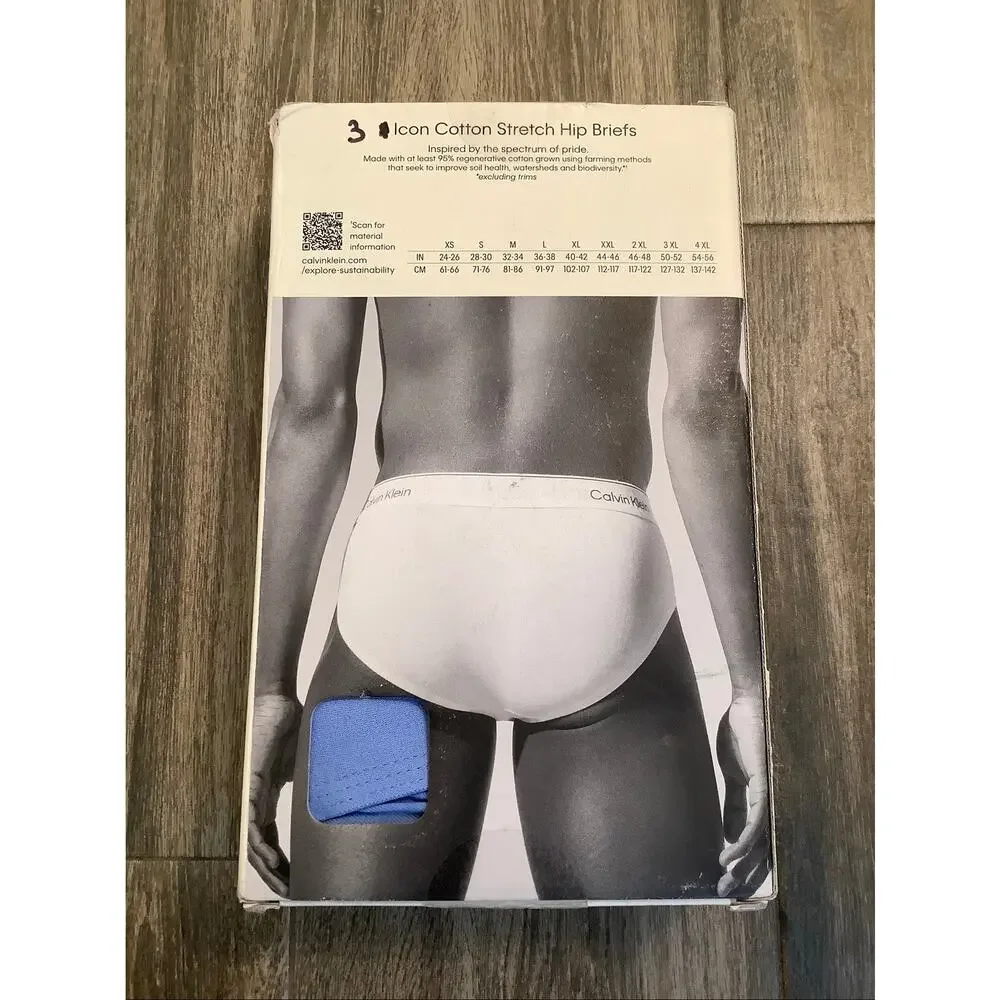 Calvin Klein Men's XL 3-Pack Icon Cotton Stretch Hipster Briefs V3-2