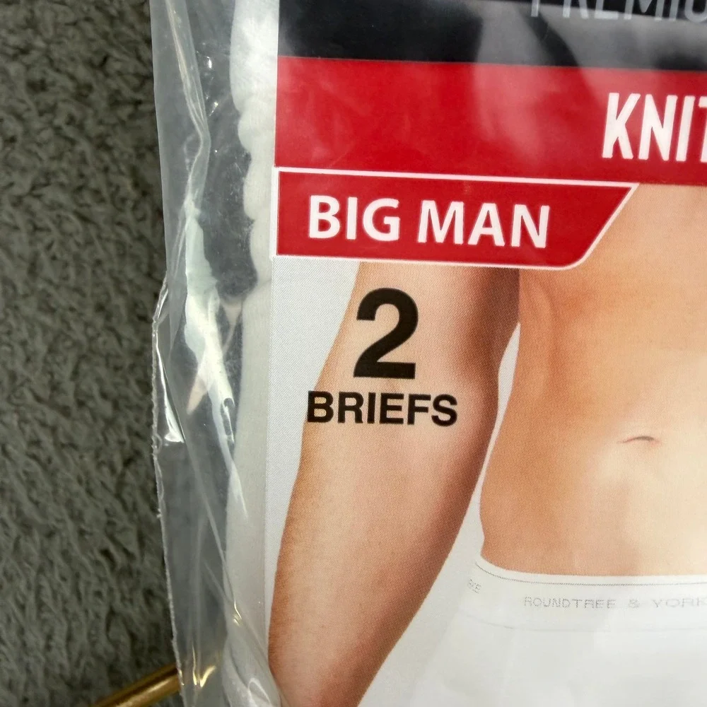 Roundtree & Yorke Mens 2 Pack Knit Boxer Briefs White Big Man Size 50 Y15UR150B
