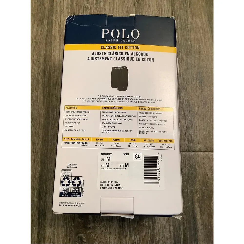 Polo Ralph Lauren Men's MD 5 Pack Classic Fit Cotton Knit Boxers Shorts P2-8