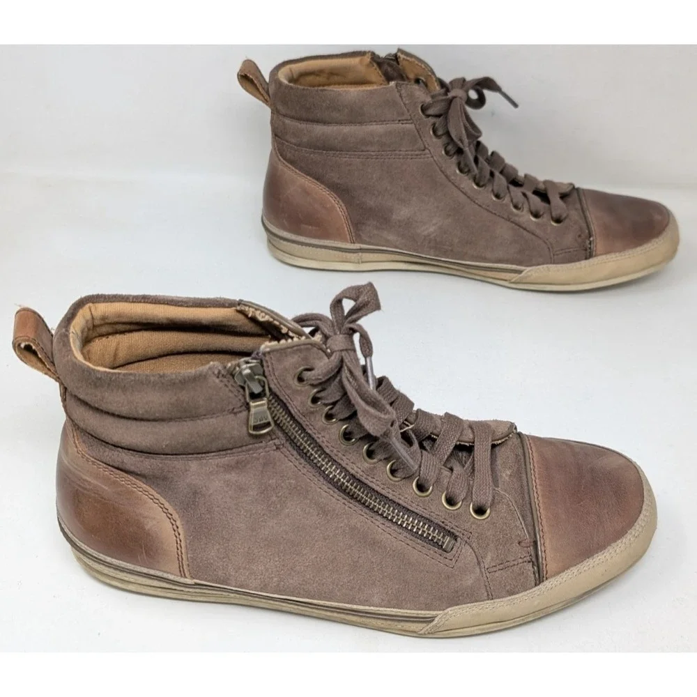 John Varvatos Star USA High Top Sneakers Men's Size‎ 8 Redding Zip Suede Brown