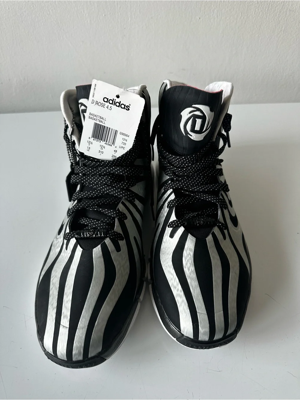Adidas D Rose 4.5 High-Top Sneakers in Black & Silver Zebra size 13